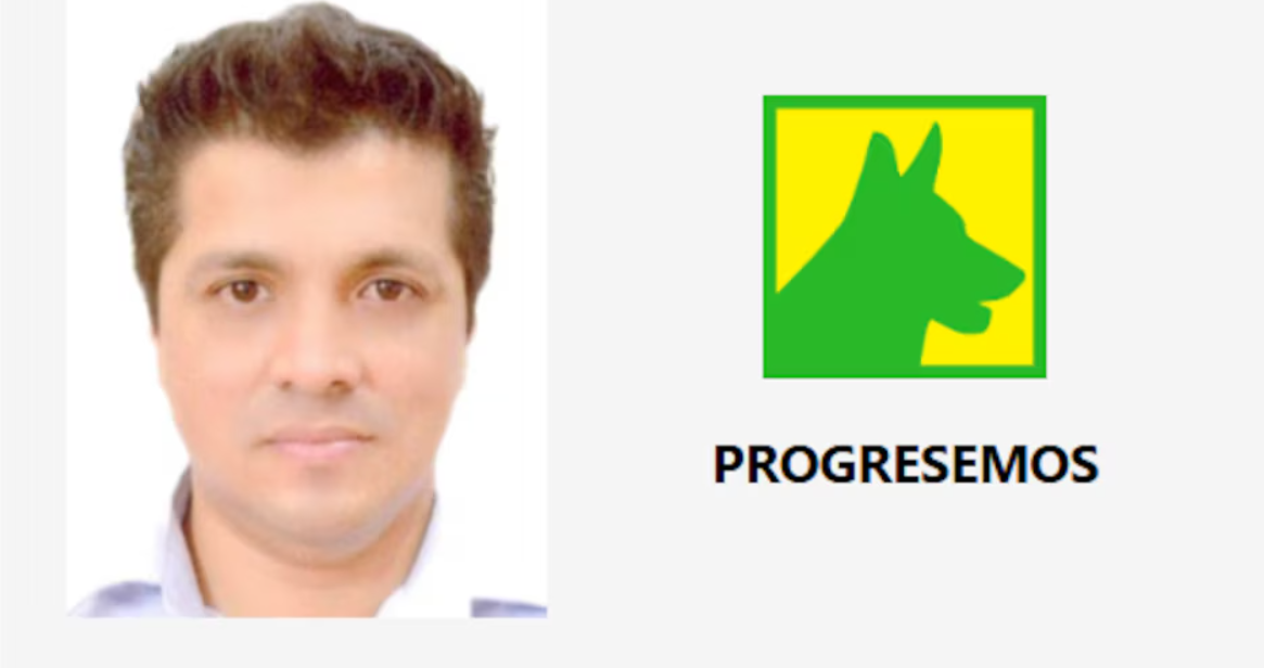 Fotografía de Paul Jaimes a la izquierda y el logo de Progresemos a la derecha.