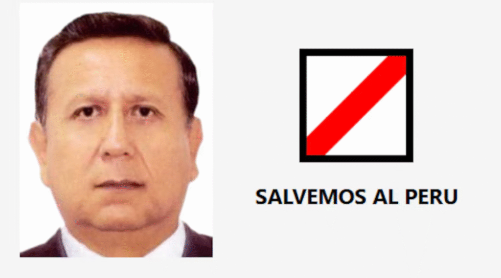 Fotografía de Antonio Ortiz a la izquierda y el logo de Salvemos Al Perú en la derecha.